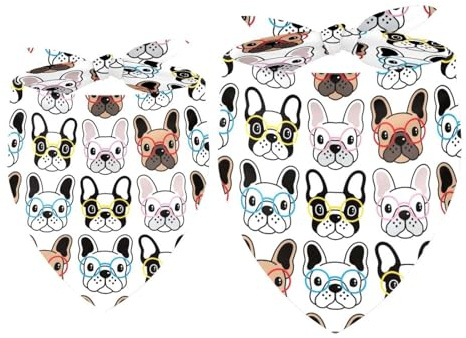Hundehalstuch, nahtlos, bunt, Brille, französische Bulldogge, Mädchen, Jungen, Halstuch, Zubehör für kleine, mittelgroße und große Hunde, Welpen, Katzen, Haustiere, 2 Stück