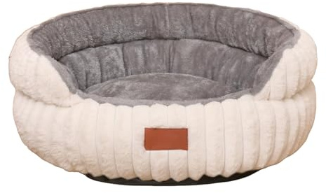 Mateju Hundebett Flauschig Donut, Runden Plüsch Haustierbett Katzenbett Flauschig Weiche Warme Hundekissen mit rutschfest Unterseite Katzenkissen für Mittelgroße Kleine (Milchweiß,60cm)