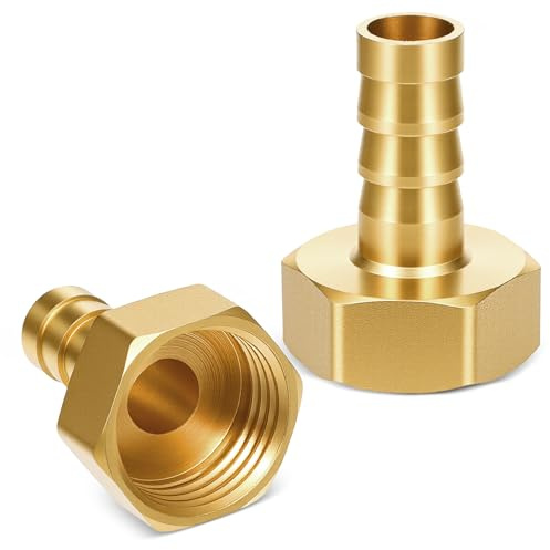 IANFAN 2 Stück Messing Schlauchtülle, 1/2 Zoll Schlauchanschluss 10mm mit Innengewinde für Wasser Luft Öl Gas, Hochdruckanschluss Fitting