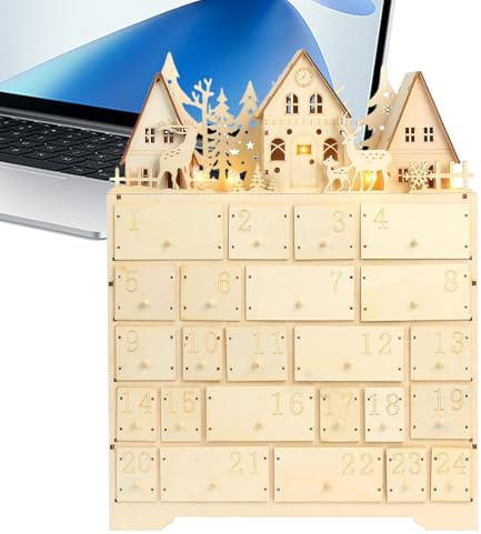 Calendrier De Compte À Rebours Pour Noël,Décoration De L Avent En Bois Pour Les Fêtes - Calendrier Avec 24 Tiroirs Pour Compte À Rebours De Noël - Pour Adultes, Famille, Elle, Lui, Femmes, Hommes, A