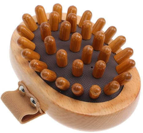 VILLCASE Massagebürste und Baumwollseil mit Ergonomischer Form aus Buchenholz Airbag Kopfhautmassagegerät für Entspannende Wellness Massagen zu Hause