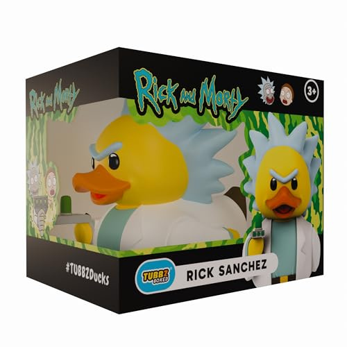 TUBBZ: Rick and Morty - Rick Sanchez Rubber Duck Collectable Toy 9 cm | Official Rick and Morty Merch – Boxed Vinyl Figure, Mad Scientist Character, Fan Decor & Novelty Duck Gift