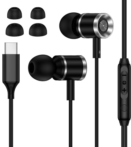 USB C Headphones Wired for Samsung Galaxy S25 FE S26 Ultra S24 S23 S22 S21 A16 5G A17 A15 A56 A57 A55 A54 A36, Type C Earphones Wired In Ear Earbuds with Mic & Volume Control for iPhone 17 16 15 Pro