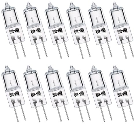 GMY 12 Pack G4 Halogen Bulbs 12V 20W 2 Pin Capsule Light Bulbs, Small Two Prong Push in Halogen Spotlight Bulbs for Cooker Hood, Extractor Fan, Bathroom, Lava Lamp, Downlight Kitchen Lamp