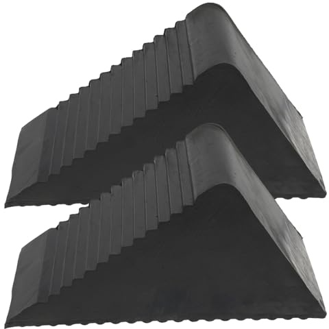 Ciieeo Calzos Coche de Goma Resistentes para Ruedas, Tope Antideslizante Portátil para Parking y Cambio de Rueda, Paquete de 2 Piezas Negro
