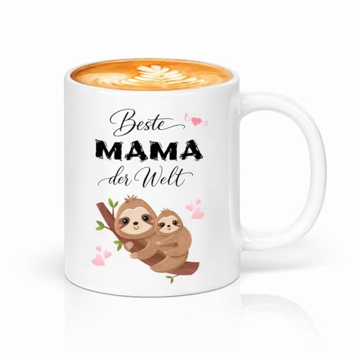 Geschenke für Mama Tasse Beste Mama der Welt mit süßem Faultier Motiv Muttertagsgeschenk Tasse Keramikbecher Kaffeetasse für Frauen zum Geburtstag von Beste Mama Tasse 11oz