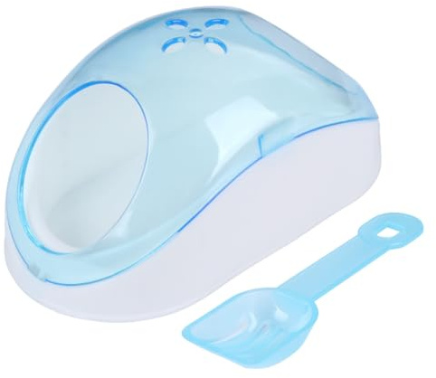 KHBUAB Kleintier Sandbad mit Schaufel Kunststoff Chinchilla Hamster Badewanne Halbtransparentes Sandbadehaus für Stressabbau und Fellreinigung Tragbar und Kippsicher Zufällige Farbe