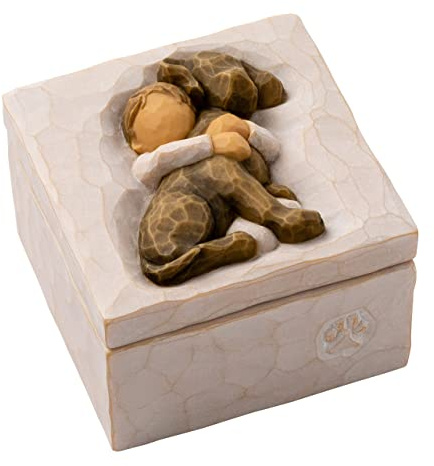 Willow Tree Hug (dark dog), sculpted hand-painted Keepsake Box