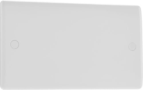 BG Electrical Double Blank Plate, Unused Electrical Connection Cover, Round Edge, Nexus 800 Series, White Moulded, 895