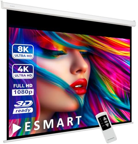 ESMART Professional MIMOTO Motor-Leinwand 327 cm Bild 305 x 229 cm (150) 4:3 | Programmierbare Fernbedienung | Heimkino elektrische Beamer Projektionsleinwand Motor Leinwand LCD LED