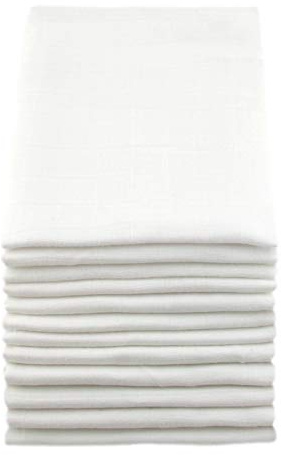 MuslinZ 12PK Panni in mussola per neonati 70 cm 100% puro cotone morbido bianco