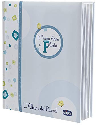 Chicco Libro Nascita Per Neonati E Bambini, Album dei Ricordi, Diario Con Spazi Per Note E Fotografie, Azzurro, ‎27.5x25x3 cm, Idea Regalo