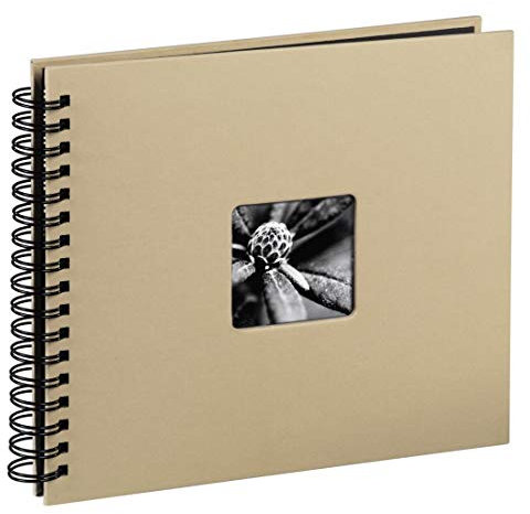 Hama Jumbo Photo Album 36x32 cm (Spiral album with 50 black pages, photo book with parchment interleaves, album for pasting and DIY design) beige