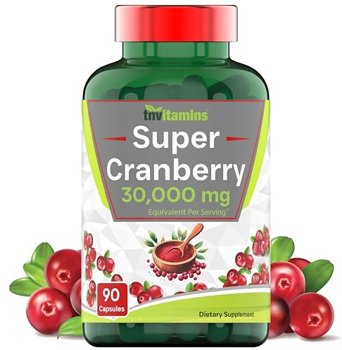 tnvitamins Cranberry Pills for Women & Men - 90 Capsules | Supports Urinary Tract Health* | Cranberry Concentrate Supplement | Bladder & Kidney Support* | Supports Women's Health* | Antioxidants