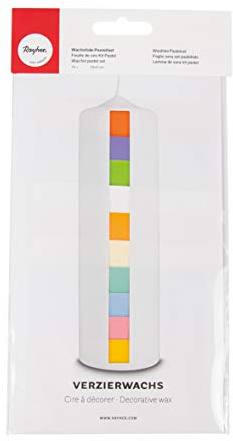 Rayher Assortiment de plaques de cire, pastel, 10 pces, 5X10cm, décoration, bougie, baptême, communion, confirmation, mariage, jubilé-31495000, Blanc