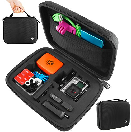 CAMKIX Carrying Case conpatible with Hero 4, Black, Silver, Hero+ LCD, 3+, 3, 2 and Accessories – Ideal for Travel or Home Storage – Complete Protection for Your Camera – Microfiber Cleaning Cloth