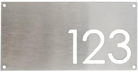 GUIZZO Creart - Numero Civico Esterno in Acciaio Inox, Targa Personalizzata con Numeri Civici Esterni, Via e/o Famiglia e Nomi Made in Italy, Targhetta Personalizzata Porta Ingresso Esterno, 20x10H cm