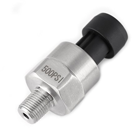 DC 5V 1/8 NPT Stainless Steel Pressure Transducer with Cable, Pressure Sensor for Water Air Gas Oil Fuel Petrol Diesel (500PSI)
