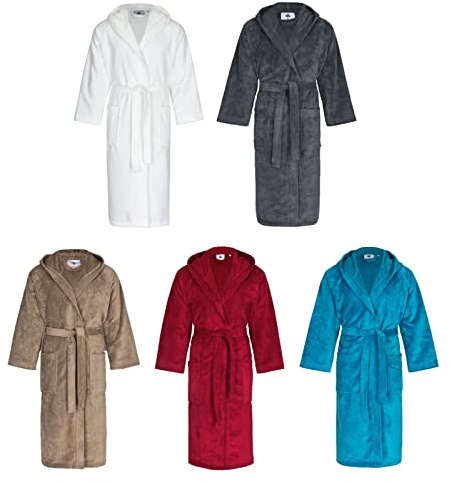 PremiumShop321 Floringo Lyxig badrock med huva, Twin-Star, supermjuk skiffer-XXL