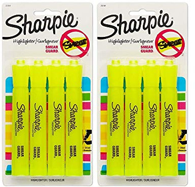 Sharpie Accent Tank Highlighters, Chisel Tip, Fluorescent Yellow, 4-Count (Pack of 2)