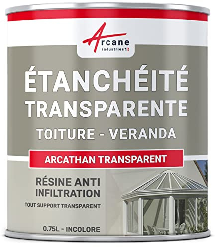 Impermeabilizzazione Trasparente Veranda, Tegole, Vetro - ARCATHAN 0,75 L | Resina Impermeabilizzante Trasparente, Tetti, Vetro, Policarbonato, Non Ingiallisce, Lascia Respirare - Arcane Industries