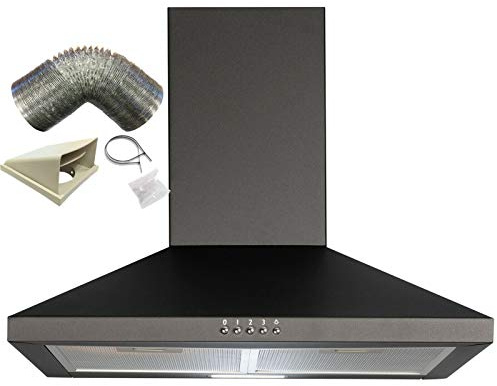 SIA CHL60BL 60cm Pyramid Chimney Cooker Hood Extractor Fan In Black & 3m Ducting