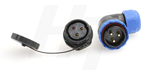 HangTon HE29 3 Pin Waterproof Plastic Connector Threaded Outdoor Industrial Electrical Power Circular Male Female Angled Wire Cable Plug + Panel Socket