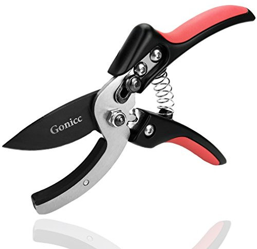 Gonicc Amboss Gartenschere(GPPS-1010), Stabile Gartenschere mit Amboss-Schneide für stärkeres und trockenes Holz bis 24 mm Durchmesser.