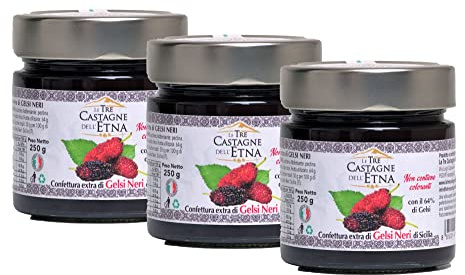 Confettura extra di Gelsi neri siciliani con il 65% di frutta 3 vasetti da 250 gr. - Le Tre Castagne Dell'Etna
