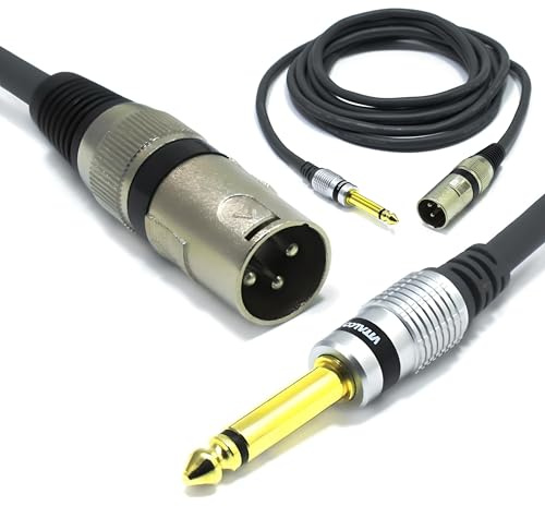 VITALCO XLR Stecker auf 6,3mm Mono Klinke Kabel 1.5m Mikrofonkabel 3 Polig auf 6,3 TS Klinkenstecker Adapter