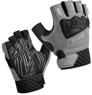 INBIKE MTB Handschuhe Herren Motocross Fahrradhandschuhe Kurz Sommer Mountainbike Fahrrad Halbfinger Rad Jungen Mädchen Grau L