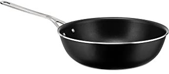 Alessi Pots&Pans Padella Alta al, Alluminio con Rivestimento Antiaderente, Inossidabile 18/10, Fondo in Acciaio Magnetico Adatto Anche alla Cottura a Induzione, Nero, 28 cm