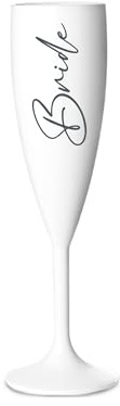 Print Maniacs Champagne Premium White Flute Glass Bride Groom Mr Mrs Wedding Maid Honour Wine Cocktail Prosecco Celebrations Gift (Grey, Bride)