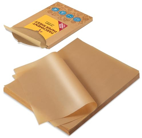 Katbite 265 feuilles de papier sulfurisé de 25,4 x 38,1 cm, papier de cuisson non blanchi, prédécoupé et résistant à l'huile, parfait pour la cuisson à la vapeur, les gâteaux et l'emballage des