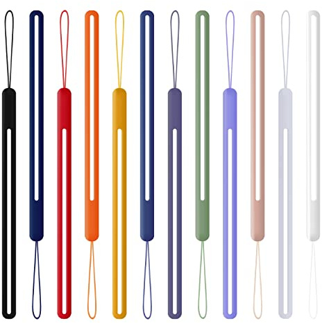 Molain Lot de 12 cordons de poignet colorés en silicone pour téléphone portable, porte-clés, portefeuille, appareils photo MP3, MP4, identification, badge, badge