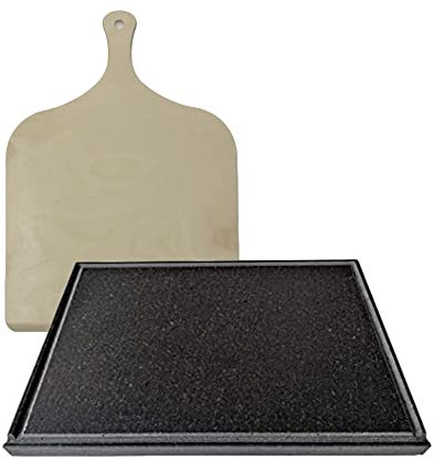 Plancha de piedra volcánica Etnea + tabla de asar para barbacoa de gas, horno eléctrico para pizzas, pan, carne asada (60 x 30 cm3)