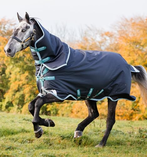 Horseware Amigo Bravo 12 Plus medium mit Halsteil Navy/Aqua Gr. wählbar