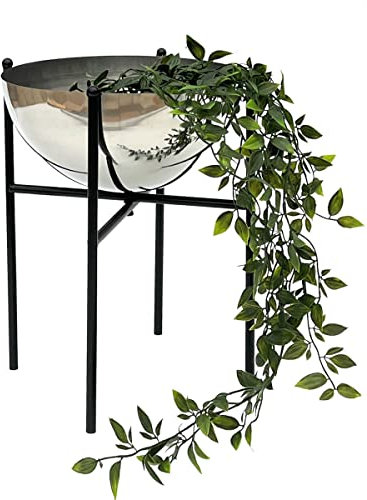 DanDiBo Blumenhocker Metall mit Topf Schwarz Silber 25-45 cm Blumenständer 96257 Blumensäule Modern Pflanzenständer Pflanzenhocker (L - Höhe 45 cm)