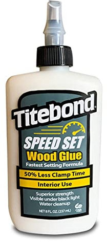 Titebond Speed Set Wood Glue, Fast Set Time, 15-Minute Clamp, Superior Strength, Increase Productivity, Visible Under Blacklight, 8 oz. 4363