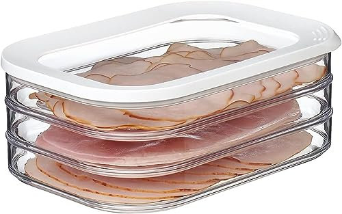 Ailovone Aufschnittdosen stapelbar Frischhaltedose für Aufschnitt Aufbewahrungsbox mit Deckel zur Aufbewahrung von Aufschnitt & Käse Wurst und Fleischwaren (dreilagig)