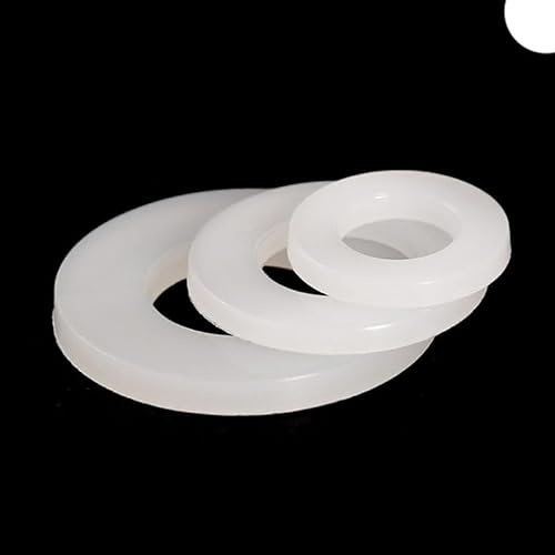 M2-M20 Rondella di nylon piatta in plastica dura bianca Guarnizioni distanziali Rondella Anello di guarnizione Spessore non trasparente 0,5/1/1,5/2/2,5/3 mm-M3 x 6 x 0,5 mm, 50 pezzi