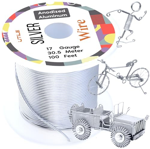 UTILE Armature Aluminum Wire 100 ft 17 Gauge 1.4 mm Anodized Craft Bendable Wire – Sculpting Metal Silver for Bonsai Trees, Clay, Crafts, Plants, Gardening, Beading and Jewelry Making (Silver)