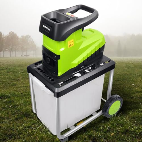 CYTBEK Quiet Electric Garden Shredder, 2800w 45mm Chipping Capacity Portable Branch Shredder, 10m Power Cable 60L Collection Bag, for Wood and Tough Garden Debris
