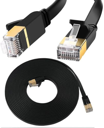 Flat Cat8 Ethernet Cable 3M RJ45 High Speed 40Gbps LAN Network Cable 2000MHz Shielded Professional Ultra Thin Internet Patch Cord Durable LAN Wire for Router Modem PC Laptop Gaming PS5 Smart TV