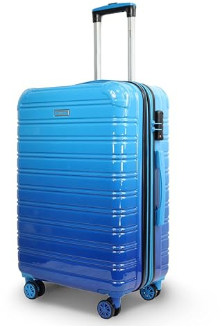 Blade Erweiterbares Handgepäck - Hartschalen Koffer Trolley - Leichter Reisekoffer Handgepäck aus ABS+PC mit TSA Schloss - 4 Spinner Räder Koffer- Rollkoffer (Blau-L)