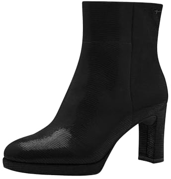 Tamaris Damen Absatzstiefelette Textil Blockabsatz Vegan; BLACK STRUCTURE, EU 41