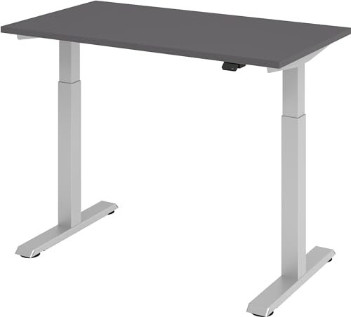 bümö elektrisch höhenverstellbarer Schreibtisch Graphit 120x67 cm - Kleiner Schreibtisch höhenverstellbar elektrisch, elektrischer Schreibtisch & Gaming Tisch, Stehschreibtisch, XMST-Mini