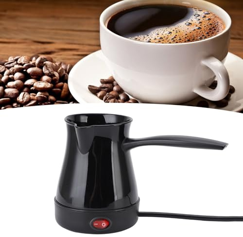 Bewinner Bouilloire à café électrique Turque de 300 Ml, Machine à café à Chauffage Rapide et Uniforme, Cafetière électrique Turque en Acier Inoxydable pour café, thé au Vin Jaune (BLACK)