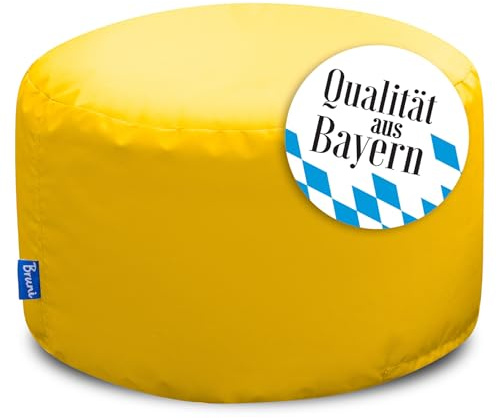 Bruni Pouf Sittpall L i gult – rund sittpuff, inomhus och utomhus som fotpall, yogasittkudde, meditationskudde, tillverkad i Tyskland