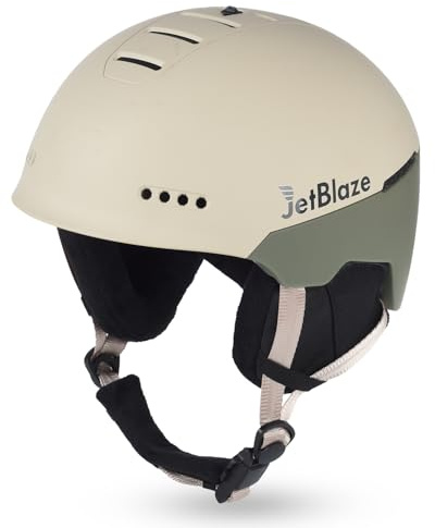 JetBlaze Skihelm Herren Damen Unisex Ski Helm Schneesporthelm mit Belüftungsöffnungen ABS/PC Schale EPS Kern für Skifahren Snowboard Schneehelm für Erwachsene Jugend Grün Size L